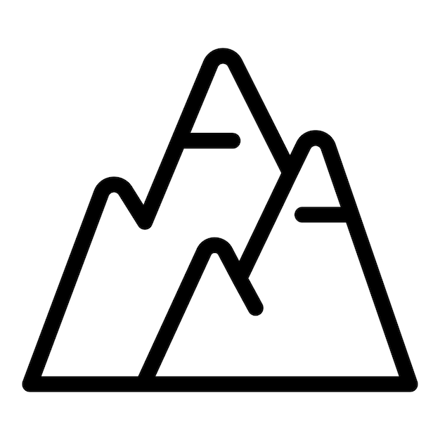 Icono de línea negra de una cordillera para un diseño minimalista sobre un fondo blanco