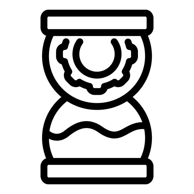 El icono de la línea negra del reloj de arena