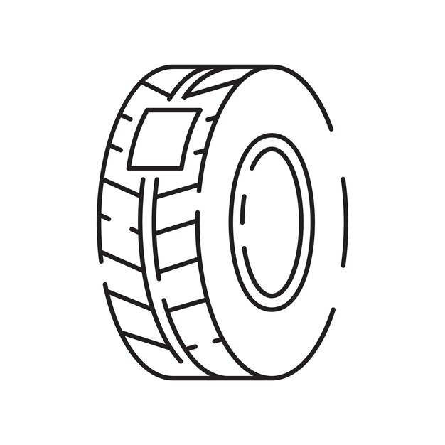 Icono de la línea de neumáticos neumático de invierno Incluido los íconos como técnico de neumáticos mecánico de neumático plano roto tornillo cansado y más