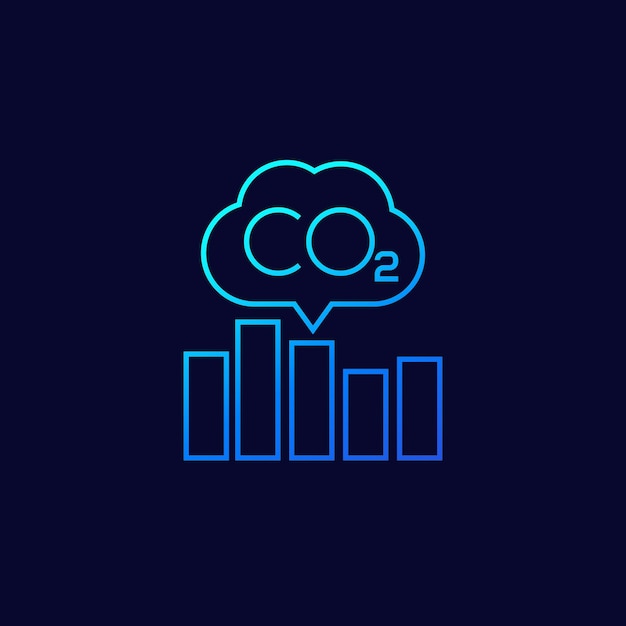 Icono de línea de niveles de emisiones de carbono co2