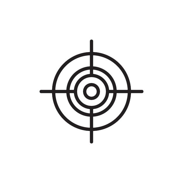 El icono de la línea de objetivo del arma aislado en fondo blanco