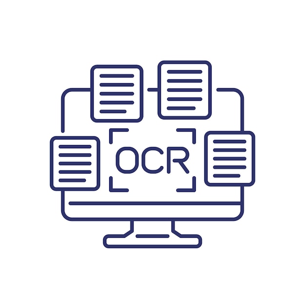 Vector icono de línea ocr en blanco