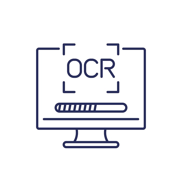 Ícono de línea OCR Reconocimiento óptico de caracteres