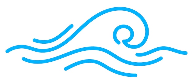 Icono de línea de ola mar y océano agua ondulada