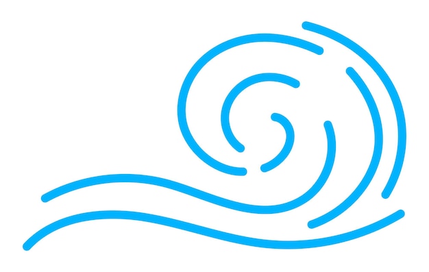 Icono de línea de onda mar y océano ondulación agua en curvas onduladas vectoriales Ondulaciones de agua o ondulaciones de surf marino o océano y ola de mar en línea de garabatos azul icono de dibujos animados náutico o naval