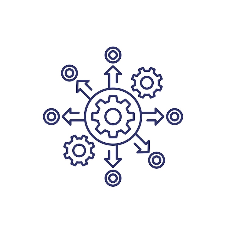 Vector icono de línea de operaciones de automatización de procesos