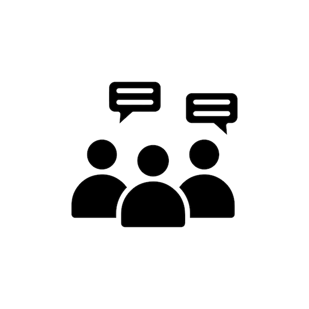 El icono de la línea de opinión pública aislado en fondo blanco