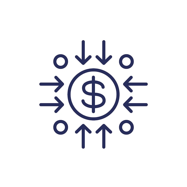 Icono de línea de optimización y reducción de costos concepto financiero