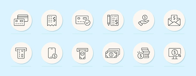 Icono de línea de pago en línea Dinero dólar smartphone tarjeta de crédito correo pago electrónico Fondo de color pastel Icono de línea vectorial para negocios