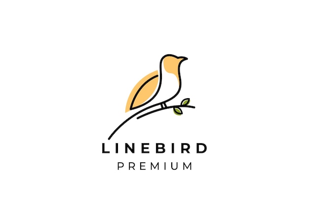 Ícono de línea de pájaro Símbolo de línea de aves Logotipo de stock Vector Diseño de emblema Dibujo de línea