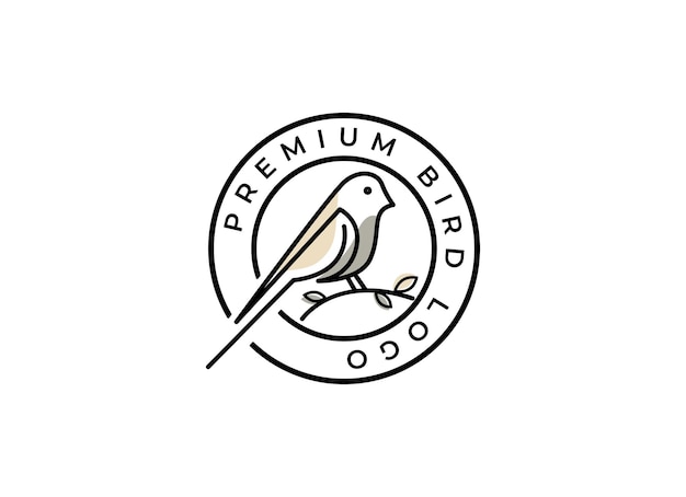 Ícono de línea de pájaro Símbolo de línea de aves Logotipo de stock Vector Diseño de emblema Dibujo de línea