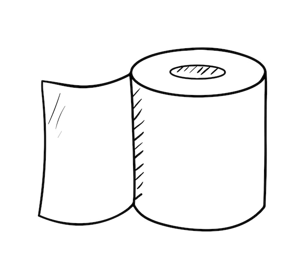 Vector icono de línea de papel higiénico dibujo de garabato vectorial aislado sobre fondo blanco