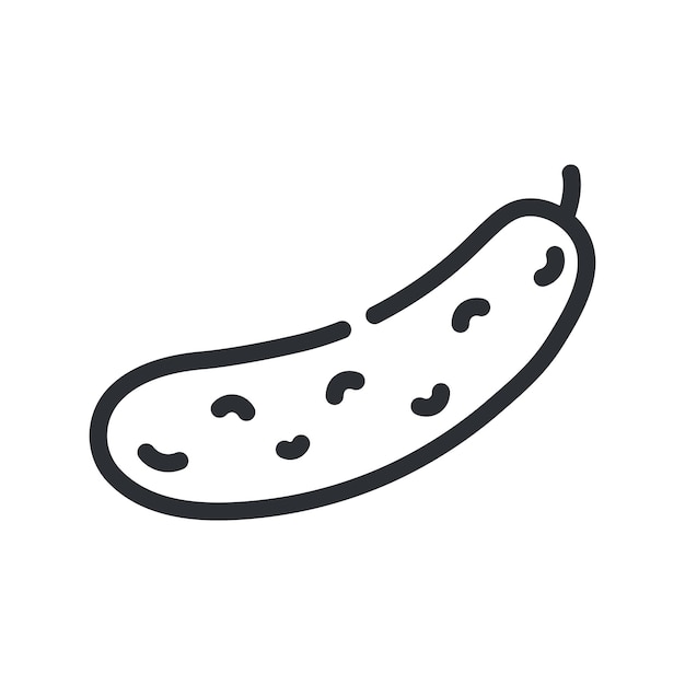 Icono de línea de pepino contorno vector señal pictograma lineal aislado sobre fondo blanco