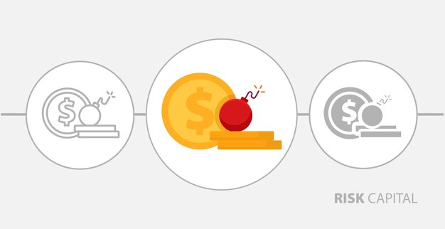 Icono de línea de pérdida de dinero de ilustración plana aislada de capital de riesgo