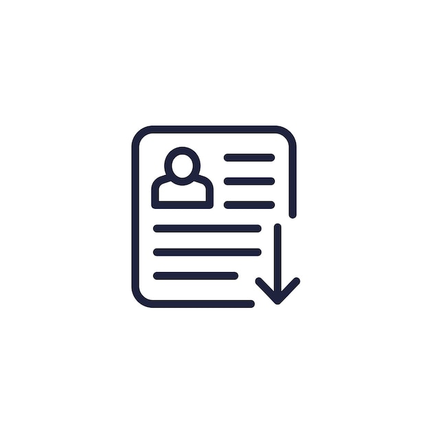 icono de línea de perfil de exportación o de datos personales