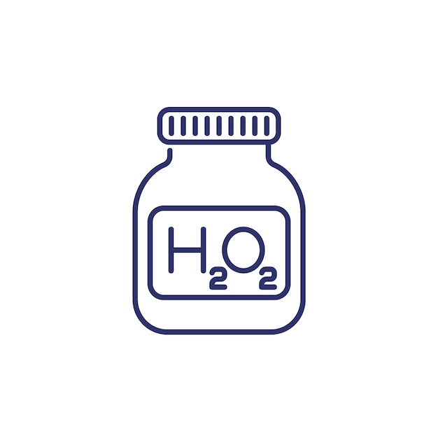 Icono de línea de peróxido de hidrógeno h2o2 en blanco