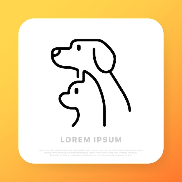 Vector icono de línea de perros y gatos mascotas peludas ronroneo maullido ladrar novio cuidar animales concepto icono de línea vectorial para negocios y publicidad