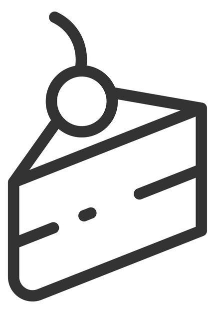 El icono de la línea de la pieza del pastel es una rebanada de pastel de cereza.