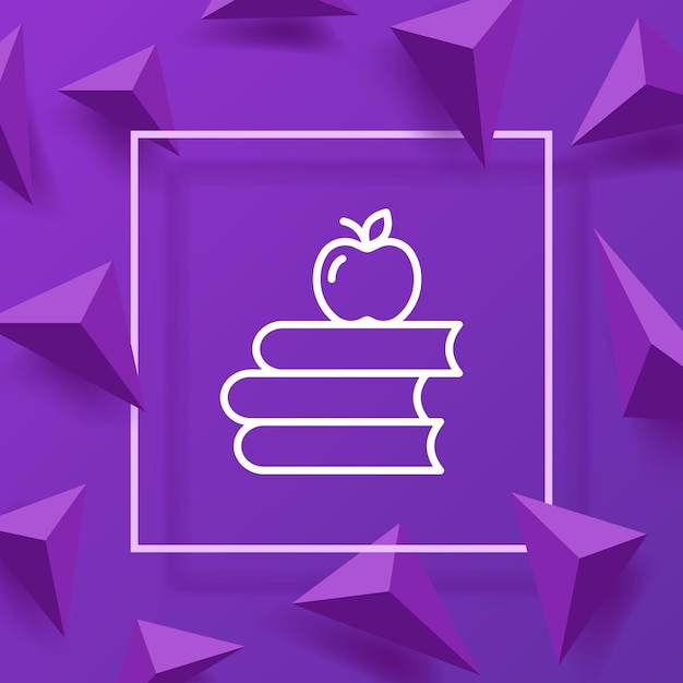 Icono de línea de pila de libros apple en libros libro de texto de biblioteca de aprendizaje de conocimiento concepto de educación icono de línea vectorial para negocios y publicidad