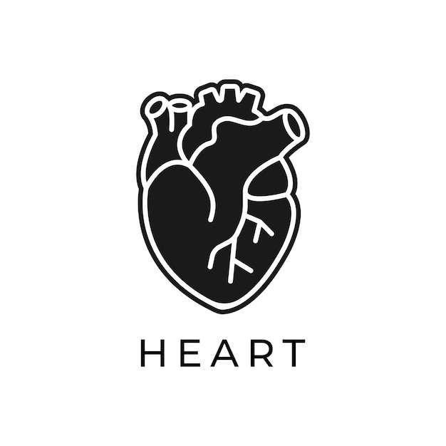 Icono de línea plana del corazón Pictograma delgado vectorial del contorno de órganos internos humanos ilustración para clínica de cardiología
