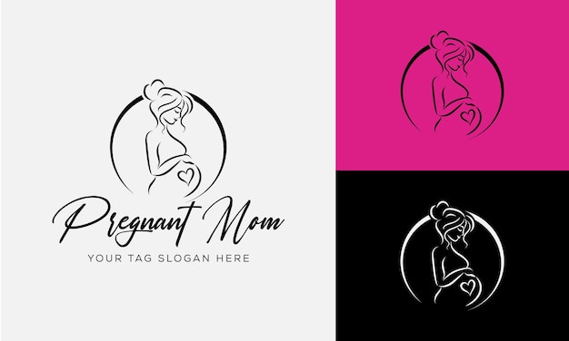 Icono de línea plana de embarazo Ilustración de contorno vectorial de vector premium de mujer embarazada