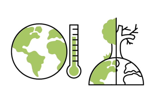 Vector icono de línea plana simple de cambio climático