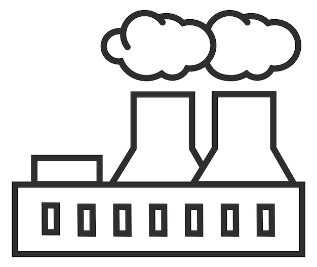 Icono de línea de planta de energía Edificio de producción de energía industrial