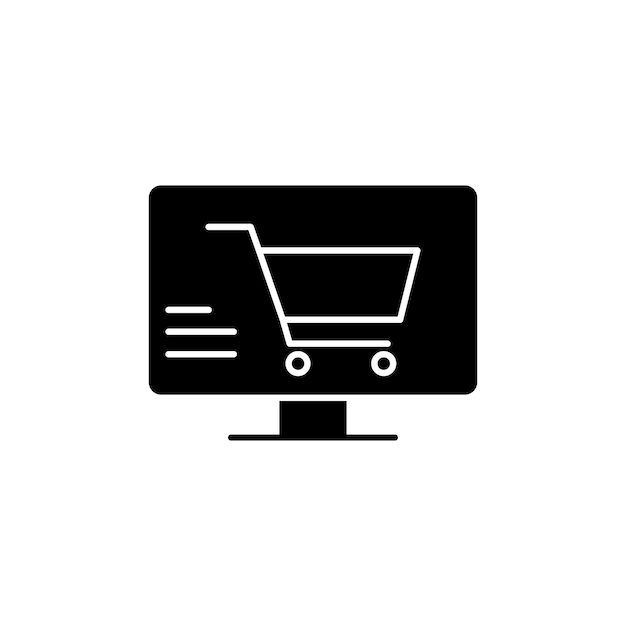 Icono de línea de plataforma de comercio electrónico aislado en fondo blanco