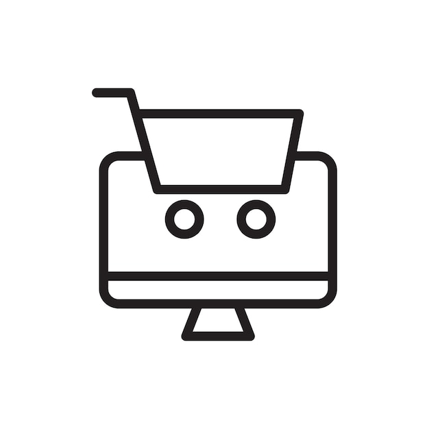 Icono de línea de plataforma de comercio electrónico aislado en fondo blanco