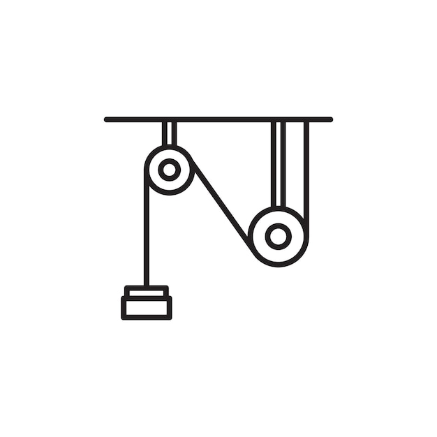 Icono de línea de poleas aislado en fondo blanco