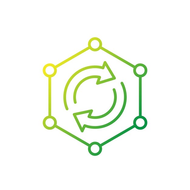 icono de línea de polímero o plástico reciclado