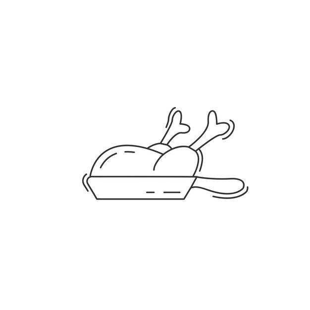 icono de línea de pollo frito icono de linea delgada de pollo frio