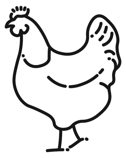 Icono de línea de pollo Símbolo de aves de corral Ave rural
