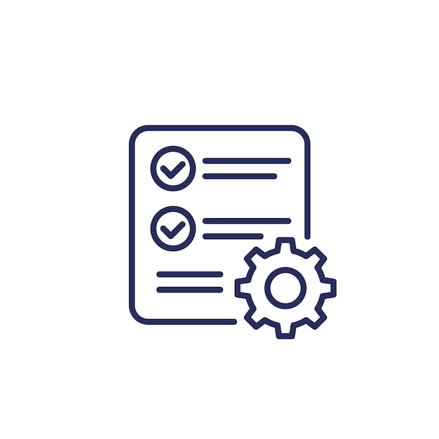 icono de línea de procesamiento de datos en blanco