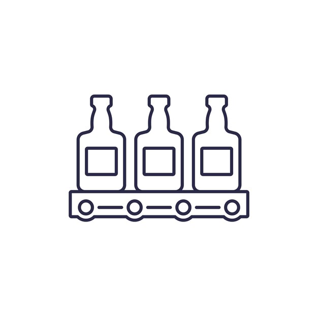 Icono de la línea de producción de alcohol con whisky