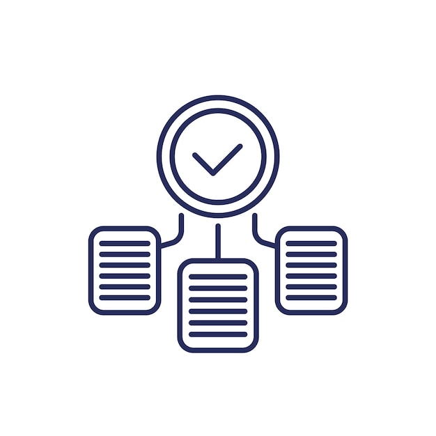 icono de línea de proyectos completados en blanco