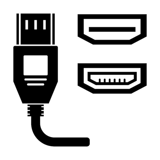 icono de línea de puerto hdmi vector signo de puerto hdmi símbolo de contorno aislado ilustración negra