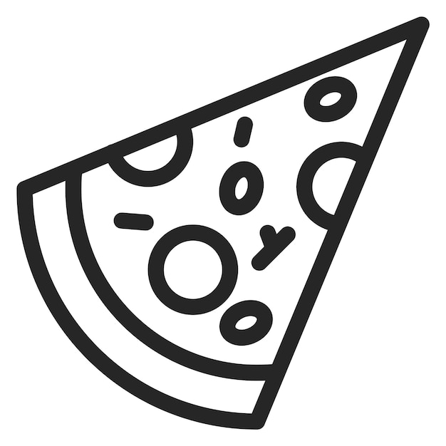 Icono de línea de rebanada de pizza rebanada de pastel italiano aislado sobre fondo blanco