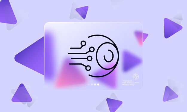 Icono de línea de red neuronal Desarrollar chip electrónico realidad virtual vr procesador de metaverso chipping 5g Concepto de tecnología Estilo Glassmorphism Icono de línea vectorial para Negocios y Publicidad
