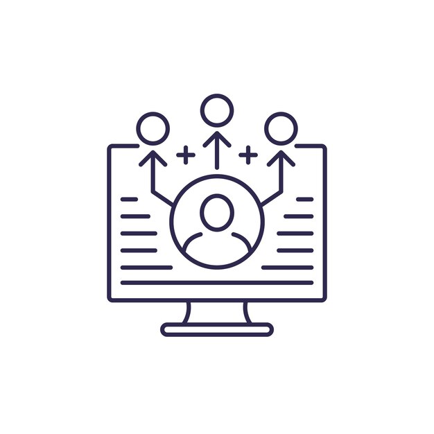Icono de línea de referencias de marketing de afiliados para web