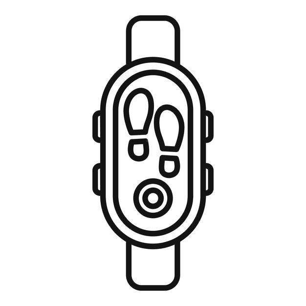 El icono de línea de un reloj inteligente que muestra pasos que simbolizan el seguimiento de la aptitud física