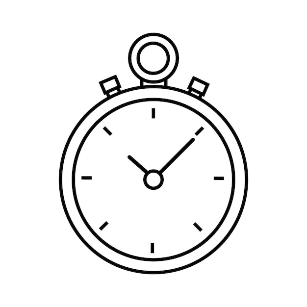 El icono de la línea del reloj del temporizador aislado en fondo blanco