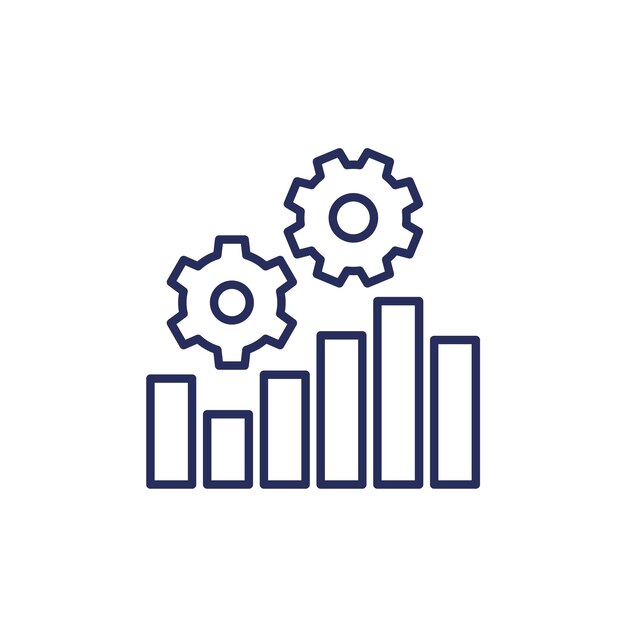 Vector icono de línea de rendimiento con un gráfico