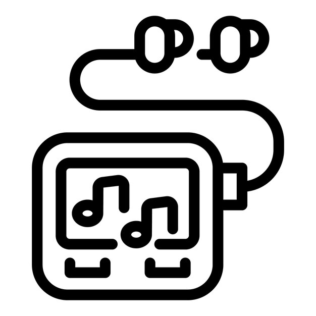 Icono de línea de reproductor de música moderno