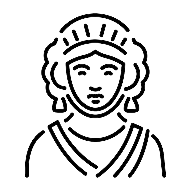 Un icono de línea del retrato de una matrona romana