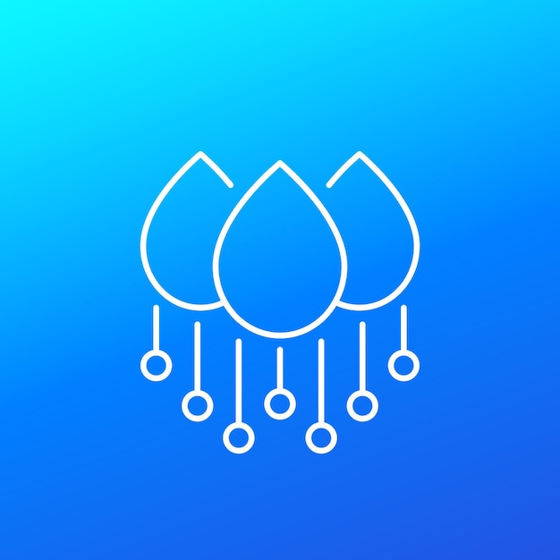 icono de línea de riego con gotas de agua