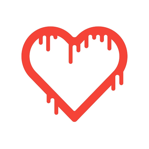 Icono de línea roja de corazón ilustración de vector de concepto de forma de amor en estilo plano