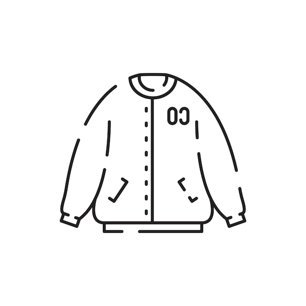 Icono de la línea de ropa cálida de invierno o otoño Vector de ropa exterior de chaqueta Denim ropa exterior de mujer o hombre