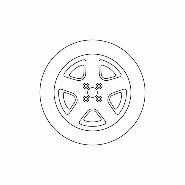 Ícono de la línea de la rueda del automóvil Ilustración vectorial