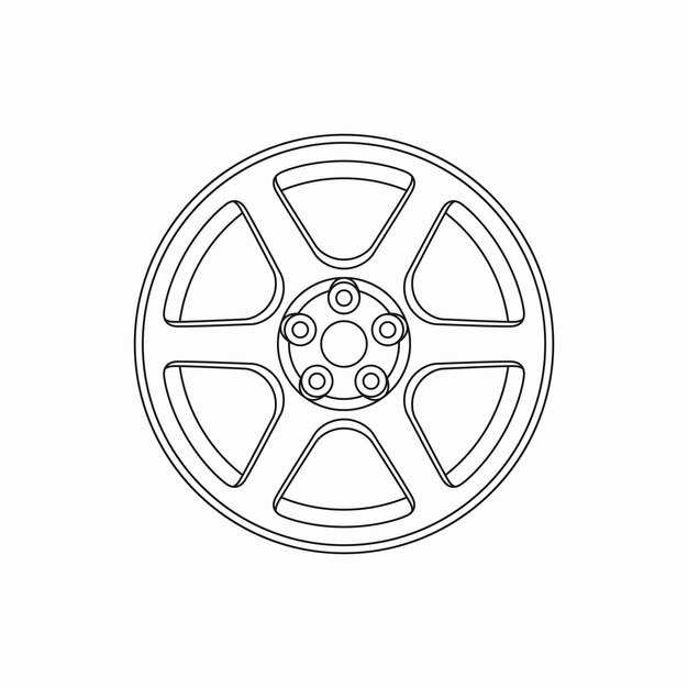 Ícono de la línea de la rueda del automóvil Ilustración vectorial